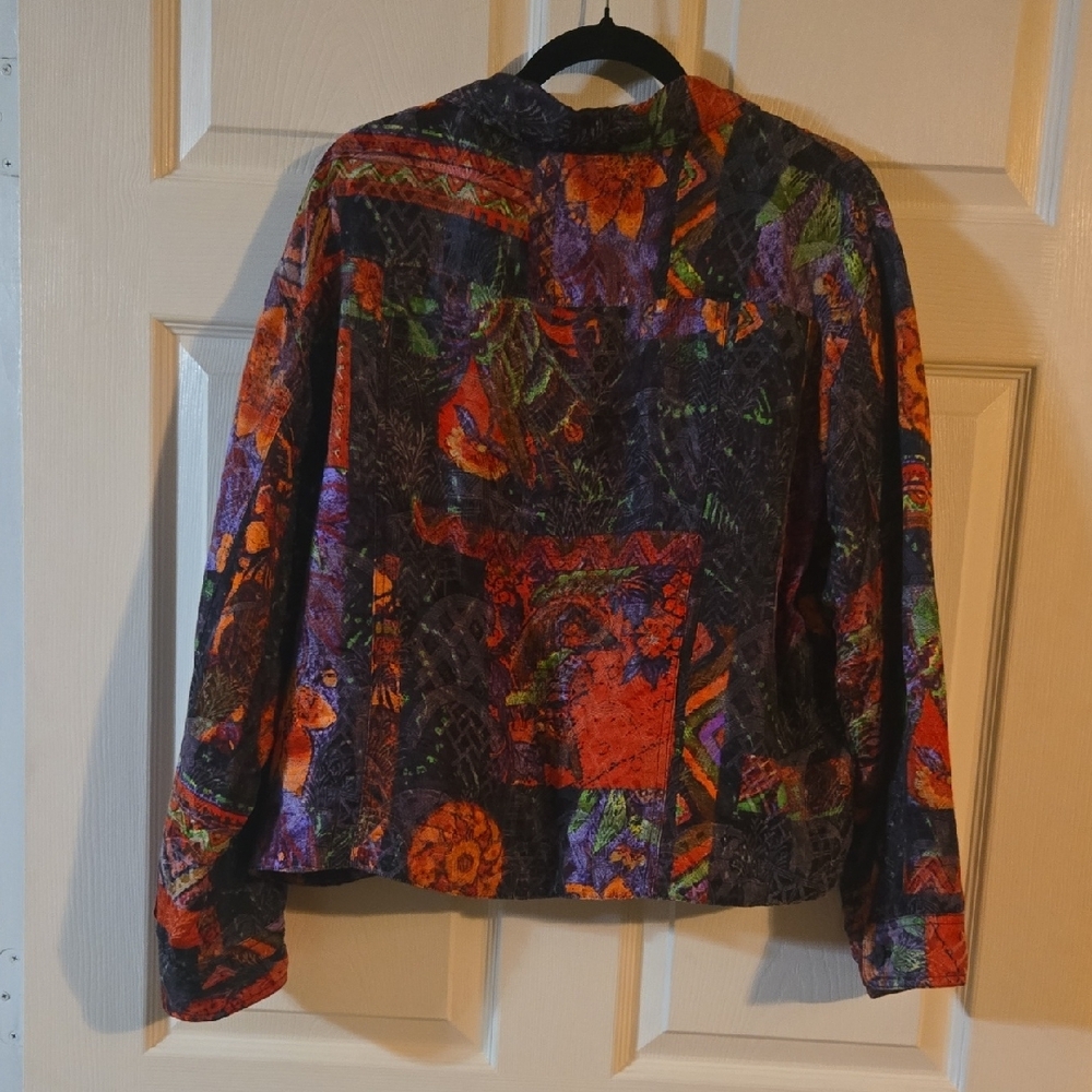 Chico's Multicolor Abstract Lightweight Blazer Vt… - image 2